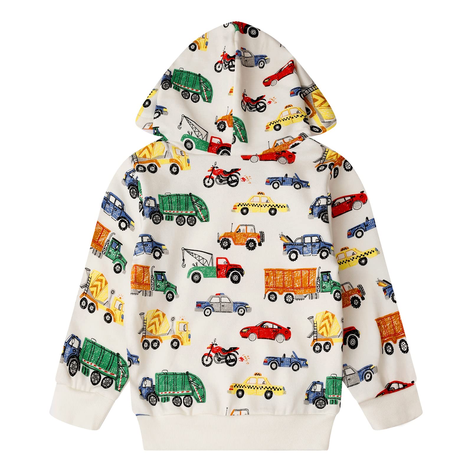 RETSUGO Baby Boys Dinosaurs Hoodie Boy Girls Truck Pullover with Pocket Toddler Boy Kids Rocket Sweatshirt 2-7Years cars-8146-4T