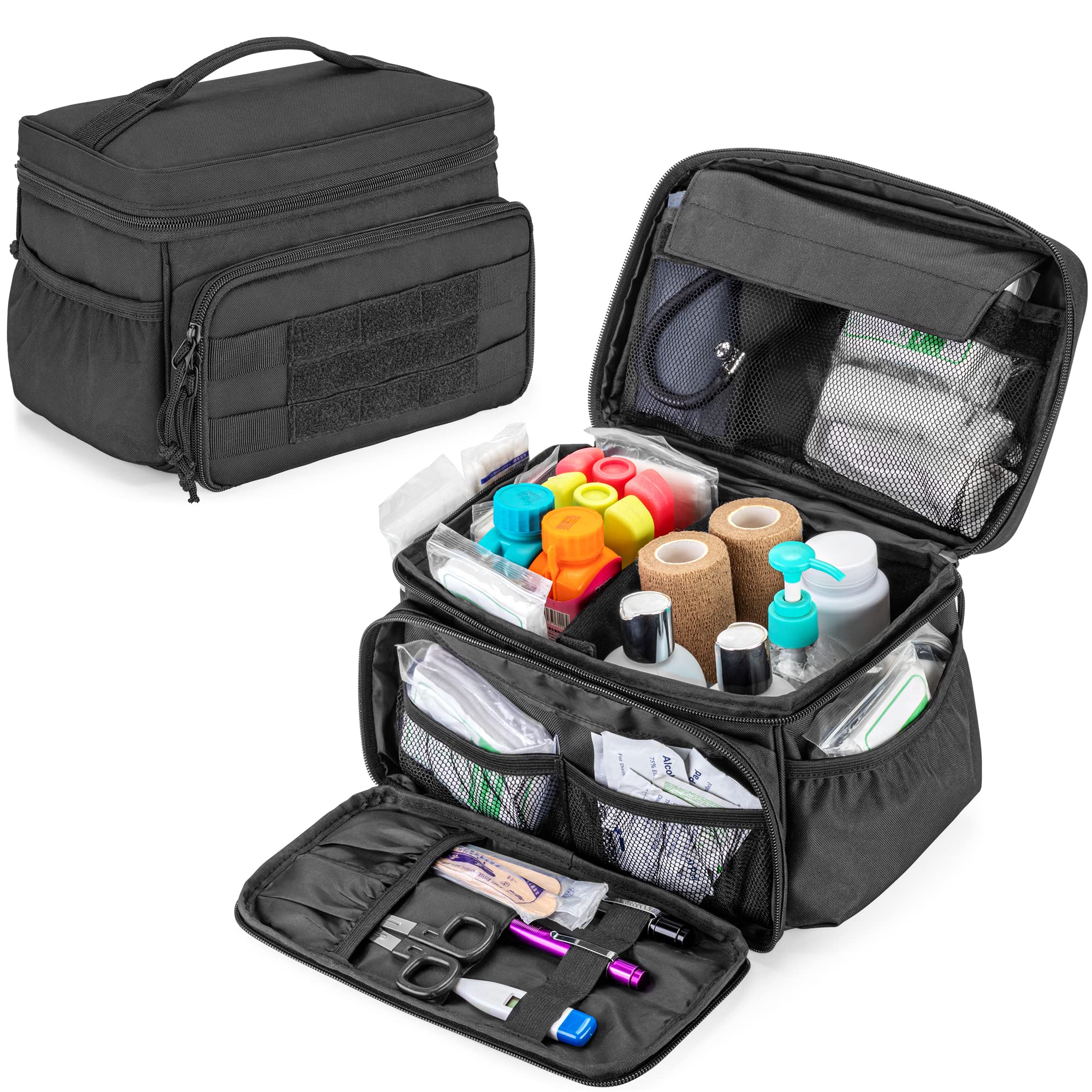 Damero Small Medicine Storage Bag Empty, Emergency Trauma Kit Organizer Bag Family First Aid Box for Hiking, Camping and Home - No Accessories Included