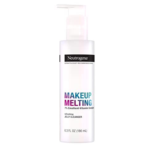 Neutrogena Makeup Melting Refreshing Jelly Cleanser, 7% Emollient-Vitamin Complex, Gentle Face & Eye Makeup Remover to Melt Stubborn Makeup, Cleanse & Condition Skin, Oil-Free, 6.3 fl. oz