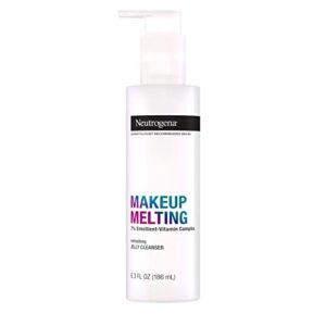 neutrogena makeup melting refreshing jelly cleanser, 7% emollient-vitamin complex, gentle face & eye makeup remover to melt stubborn makeup, cleanse & condition skin, oil-free, 6.3 fl. oz