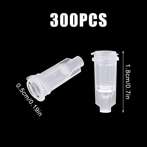 AIEX 300pcs Syringe Tip Caps for Luer Lock, Dispensing Needle Tip Cap Syringe Caps Syringe Plug with Storage Box for Syringe Sliding Tip (Clear)