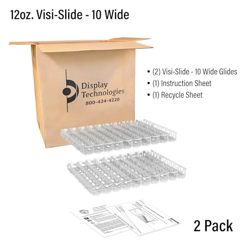 Display Technologies Visi-Slide Gravity Fed Organizer for 12/16oz low ring Beverages on flat and angled shelves in Cold Vaults & Coolers (Pack of 2)