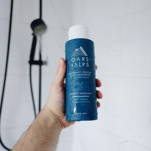 Oars + Alps Men's Sulfate Free Hair Shampoo, Conditioner, and Body Wash Kit, Moisturizing Skin Care Infused with Kelp and Algae Extracts, Fresh Ocean Splash Scent