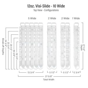 Display Technologies Visi-Slide Gravity Fed Organizer for 12/16oz low ring Beverages on flat and angled shelves in Cold Vaults & Coolers (Pack of 2)