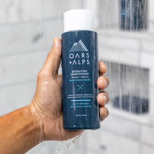 Oars + Alps Men's Sulfate Free Hair Shampoo, Conditioner, and Body Wash Kit, Moisturizing Skin Care Infused with Kelp and Algae Extracts, Fresh Ocean Splash Scent