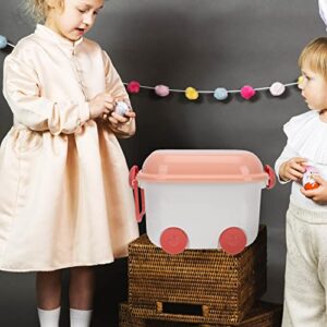 Cabilock Storage Basket Bins Storage Box Box with Wheel Box Chest with Wheel Rolling Storage Box with Wheels Stackable Nursery Bin