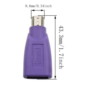 ZZHXSM USB to PS2 Adapter 2PCS Purple USB Female to PS/2 Male Converter Ch adapter for Mouse Keyboard and Bar Code Scanner