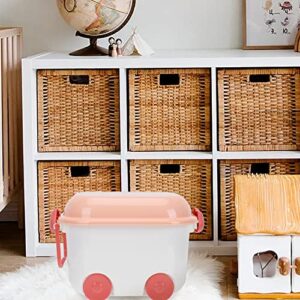 Cabilock Storage Basket Bins Storage Box Box with Wheel Box Chest with Wheel Rolling Storage Box with Wheels Stackable Nursery Bin