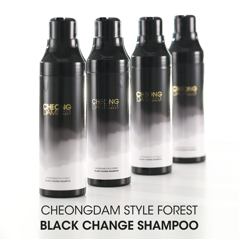 CHEONG DAM STYLE Forest Black Change and Coverage Volume Shampoo, Semi Permanent Hair Color, Korean and Darkening Grey Hair Dye, Peptide, Ceramide, Hyaluronic Acid, Paraben Free, 6.7oz (Dark Brown)