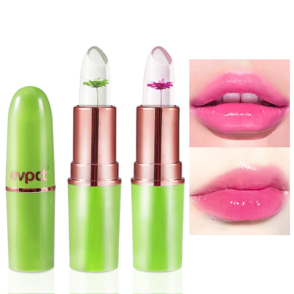 BINGBRUSH Color Changing Lipstick Queen,PH Mood Long Lasting Lip Gloss Korean Lip Balm Tinted Magic Makeup Moisturize Lipstick Set (2 Pcs Flower, 2 Count (Pack of 1))