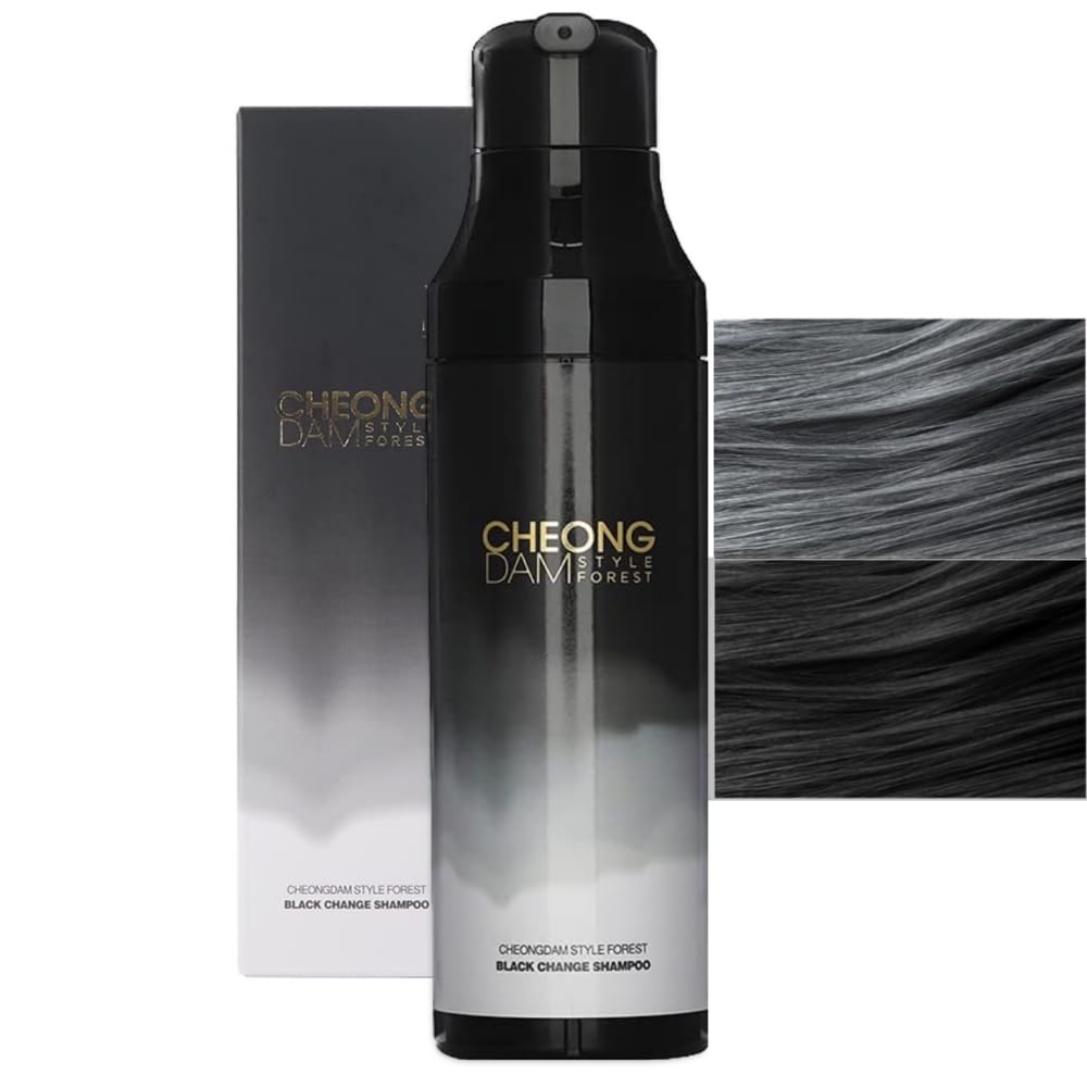 CHEONG DAM STYLE Forest Black Change and Coverage Volume Shampoo, Semi Permanent Hair Color, Korean and Darkening Grey Hair Dye, Peptide, Ceramide, Hyaluronic Acid, Paraben Free, 6.7oz (Dark Brown)