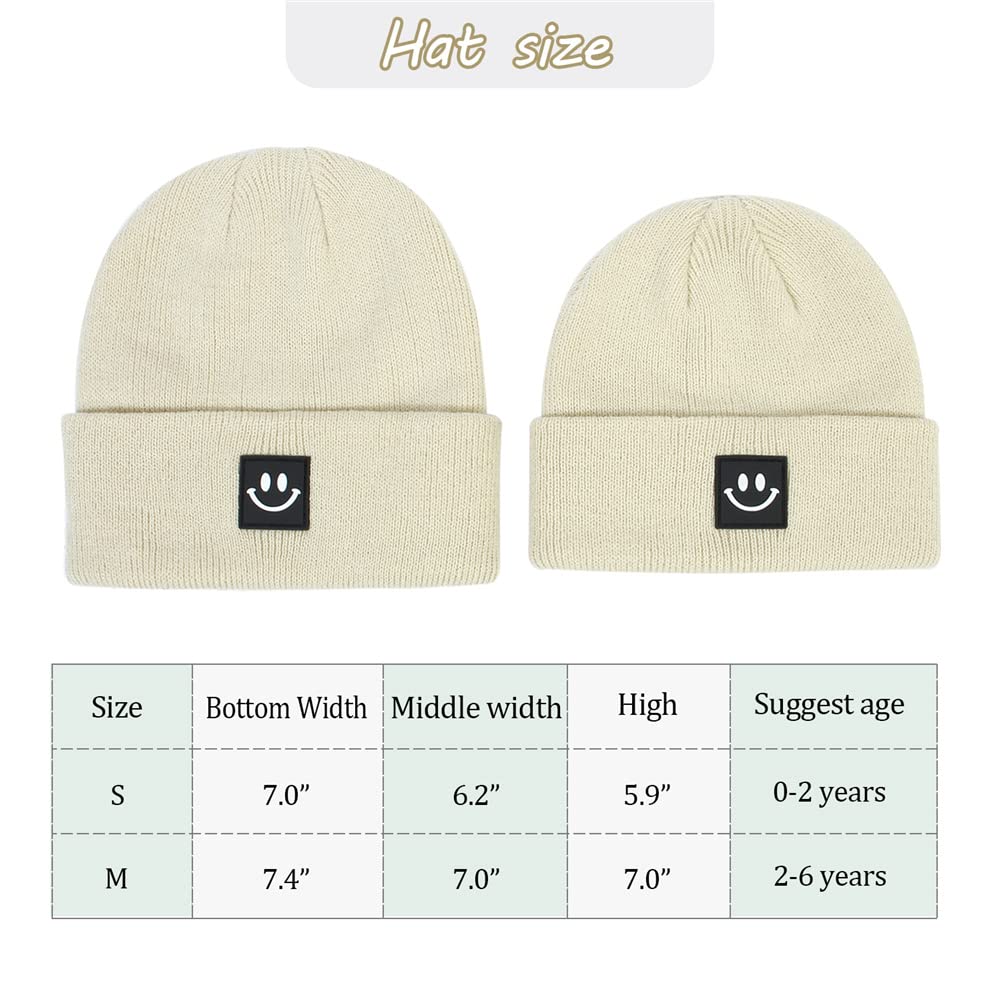 upeilxd Baby Winter Hat Soft Warm Knitted Beanie Hat with Cute Smile Face Beanie Cap for Toddler Boys Girls Beige