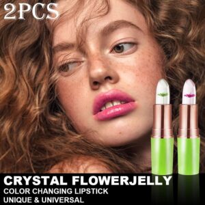 BINGBRUSH Color Changing Lipstick Queen,PH Mood Long Lasting Lip Gloss Korean Lip Balm Tinted Magic Makeup Moisturize Lipstick Set (2 Pcs Flower, 2 Count (Pack of 1))