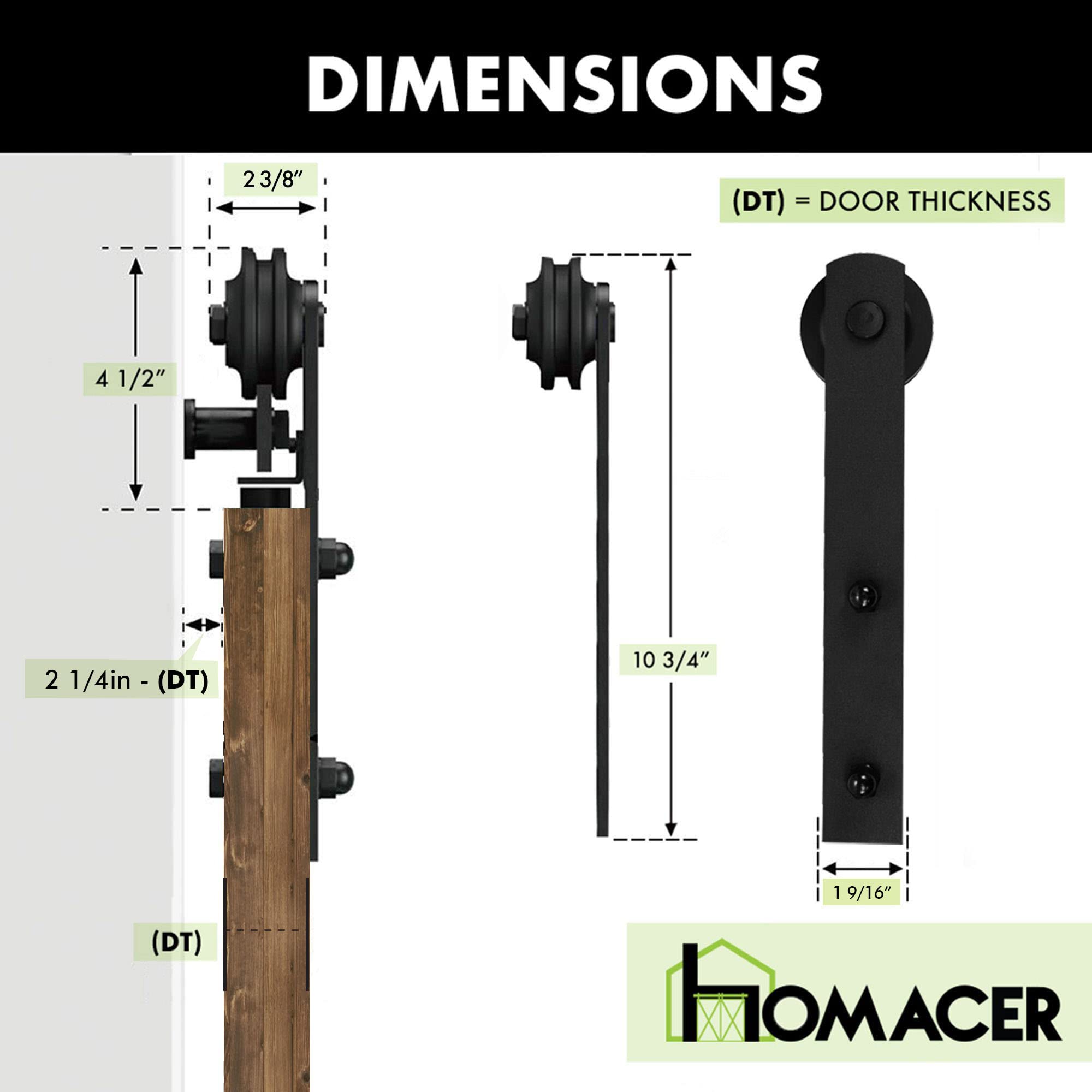 HOMACER Door Size 48'' W x 84'' H x 1-3/8'' D Single Pine Wood Barn Door (Unassembled X Design) with Non-Bypass Installation Hardware Kit, Track Length 108'', Interior Use Only