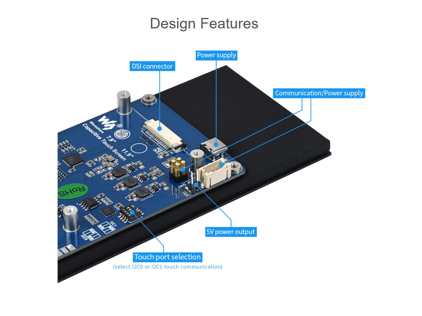 waveshare 7.9inch Touchscreen Display for Raspberry Pi 4B/3B+/3A+, 480×1280 Resolution IPS Screen, DSI Interface, Capacitive Touch Panel Support up to 5 Points Touch