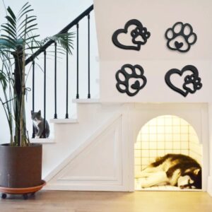 JEKEJIAJIU Dog Room Decor Paw Prints Wood Wall Art Dog Lover Wall Decor Sign for Living Room Bedroom Bathroom Nursery Dog Mom Gifts