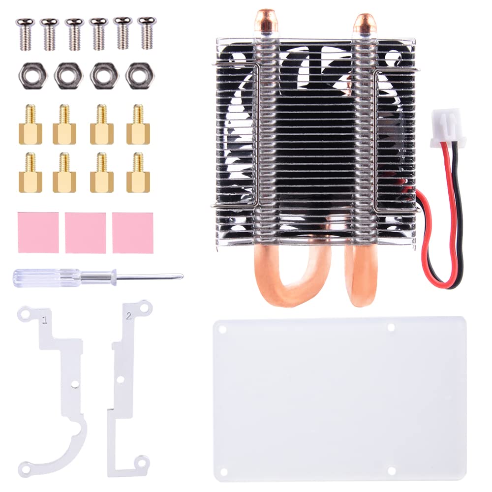 GeeekPi Cooling Fan for Raspberry Pi 4, Low Profile CPU Cooler with 40x40x10mm Cooling Fan and Aluminum Heatsink, Compatible with Raspberry Pi 4 Model B & Pi 3B+/Pi 3B (Type B)