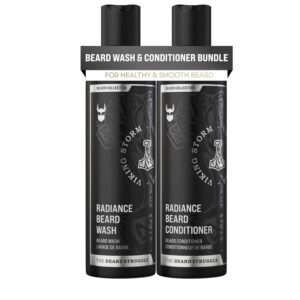 the beard struggle - radiance beard wash & conditioner bundle - silver collection - pack of 2, viking storm - nourish, cleanse, softens, & strengthens beard - beard wash and conditioner for men