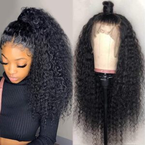 360 lace front wigs human hair deep wave 360 hd full lace wigs human hair pre plucked 360 deep wave ponytail wig wet and wavy human hair wig 360 frontal wig with baby hair natural color 20 inch