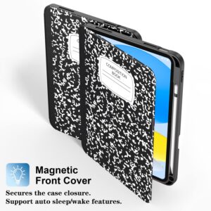 Supveco Case for ipad 10th Generation 10.9 Inch 2022 with Pencil Holder-[Multi Viewing Angles+Auto Wake/Sleep], Premium Folio Stand Case with Soft TPU Back Cover for iPad 10th Gen 2022-Book