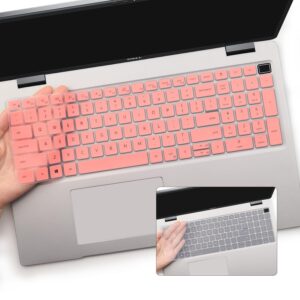 2 PCS Keyboard Cover Skin for 15.6 Inch Dell Latitude 3540 5520 5521 5540 5550, 15.6 Inch Dell Precision 3560 3561 3570 3571 3580 3581 3590 3591 Laptop Protective Keyboard Cover-Pink+Clear