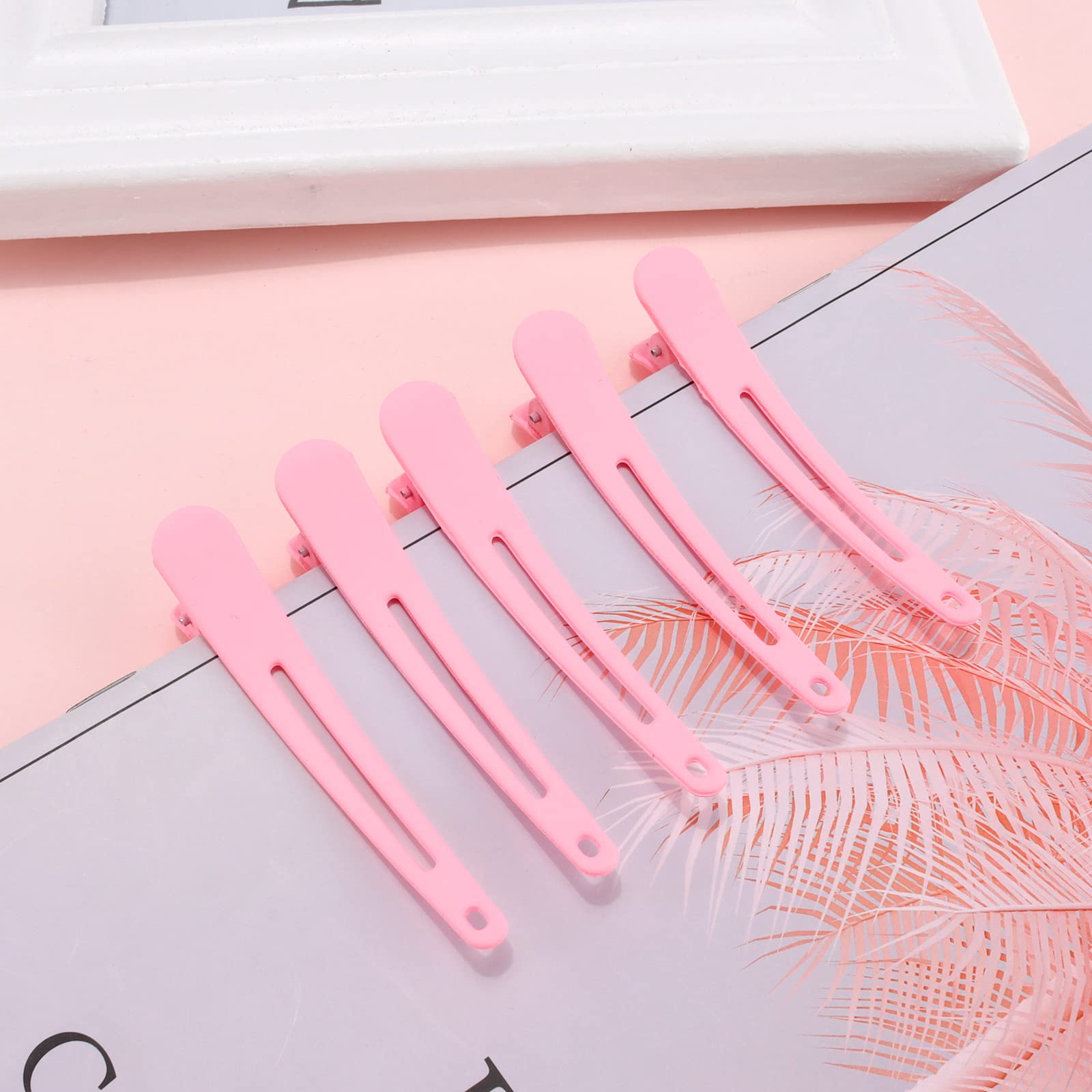 24 PCS YISSION 3.1 Inch Pink Matte Alligator Hair Clips Barrettes No Crease Duck Billed Clips - Hair Styling Accessories for Women and Girls