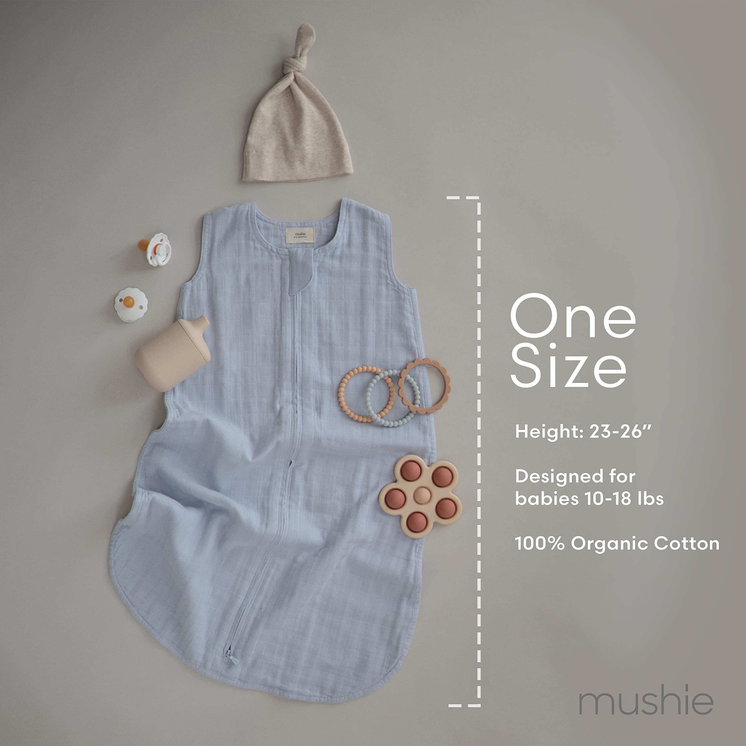 mushie Baby Wearable Blanket | 100% Organic Cotton Muslin | Sleeping Bag for Infants (Blush)