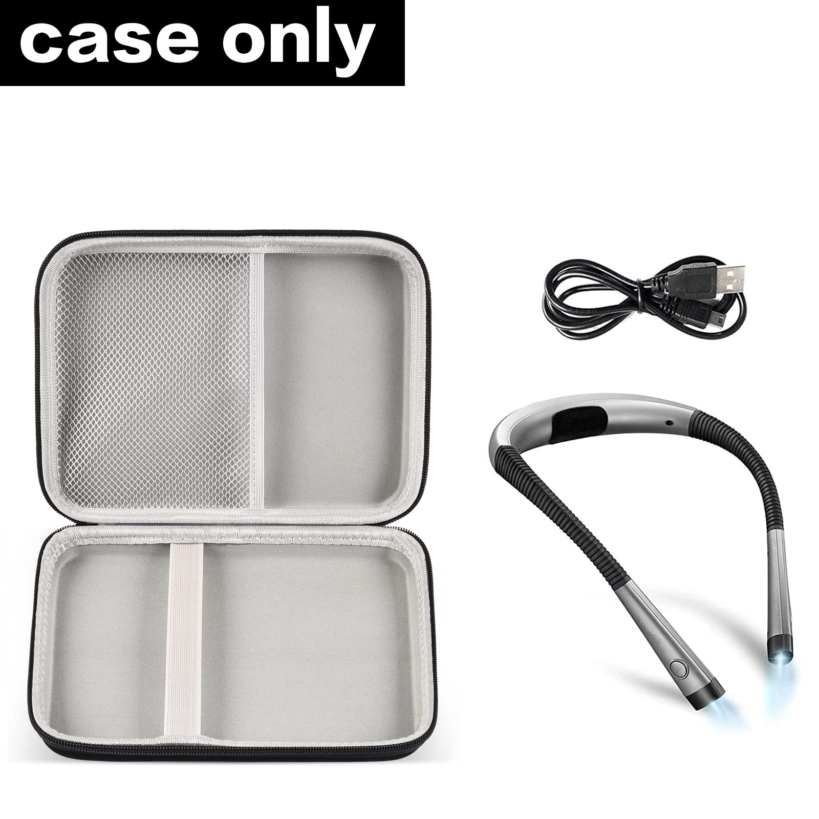 GWCASE Case Compatible with Glocusent/for Vekkia/for LITOM/for LEDGLE/for TAKKUI LED Neck Reading Light Book Light for Reading in Bed. Storage Carrying Holder Fits for USB Cable (Box Only)-Black