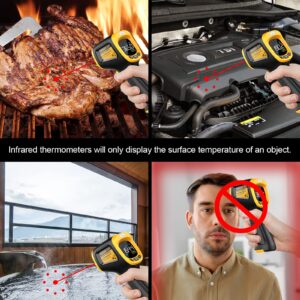 Infrared Thermometer Temperature Gun -58°F ~932°F, Digital Laser Thermometer Gun for Cooking, Pizza Oven, Grill & Engine, IR Thermometer Temp Gun with Adjustable Emissivity & Max-Min Measure