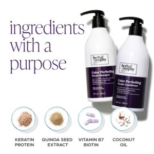 2 x 16.9 Fl Oz Purple Shampoo & Conditioner Set with 16.9 Fl Oz Keratin Smooth Conditioner, Free of Sulfate, Parabens and Gluten