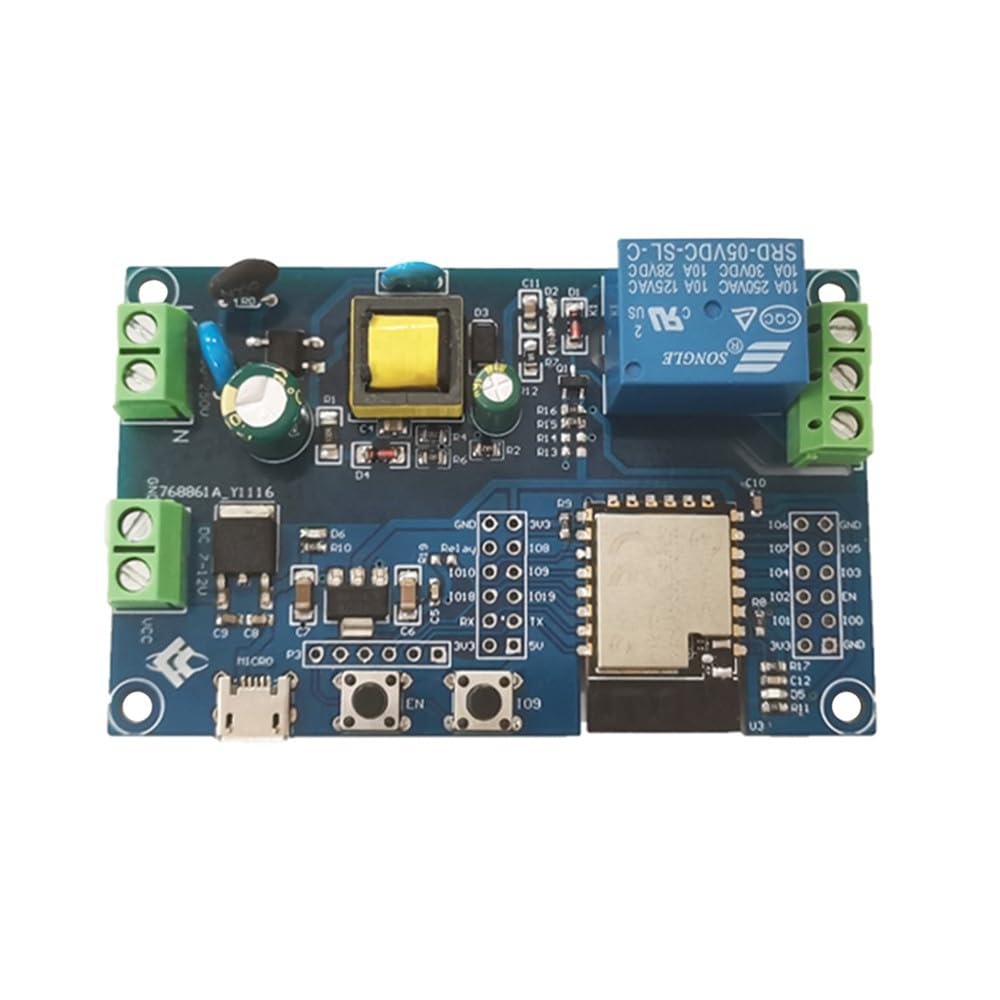 ESP32-C3 Single-Channel Wireless Fidelity Relay Switch Development Board ESP-C3-12F Remote Switch Control Module Supporting AC 90V-250V & DC 7V-12V Power Supply 4M Byte Flash