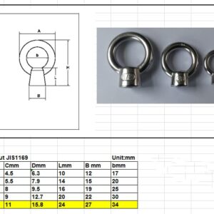 2 Pieces 316 Stainless Steel Lifting Eye Nut 5/8" UNC Marine Grade (5/8" - 2 PK)