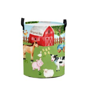 farm house animals storage bin, waterproof oxford fabric clothes basket organizer for laundry hamper,toy bins,gift baskets, bedroom, clothes,baby nursery