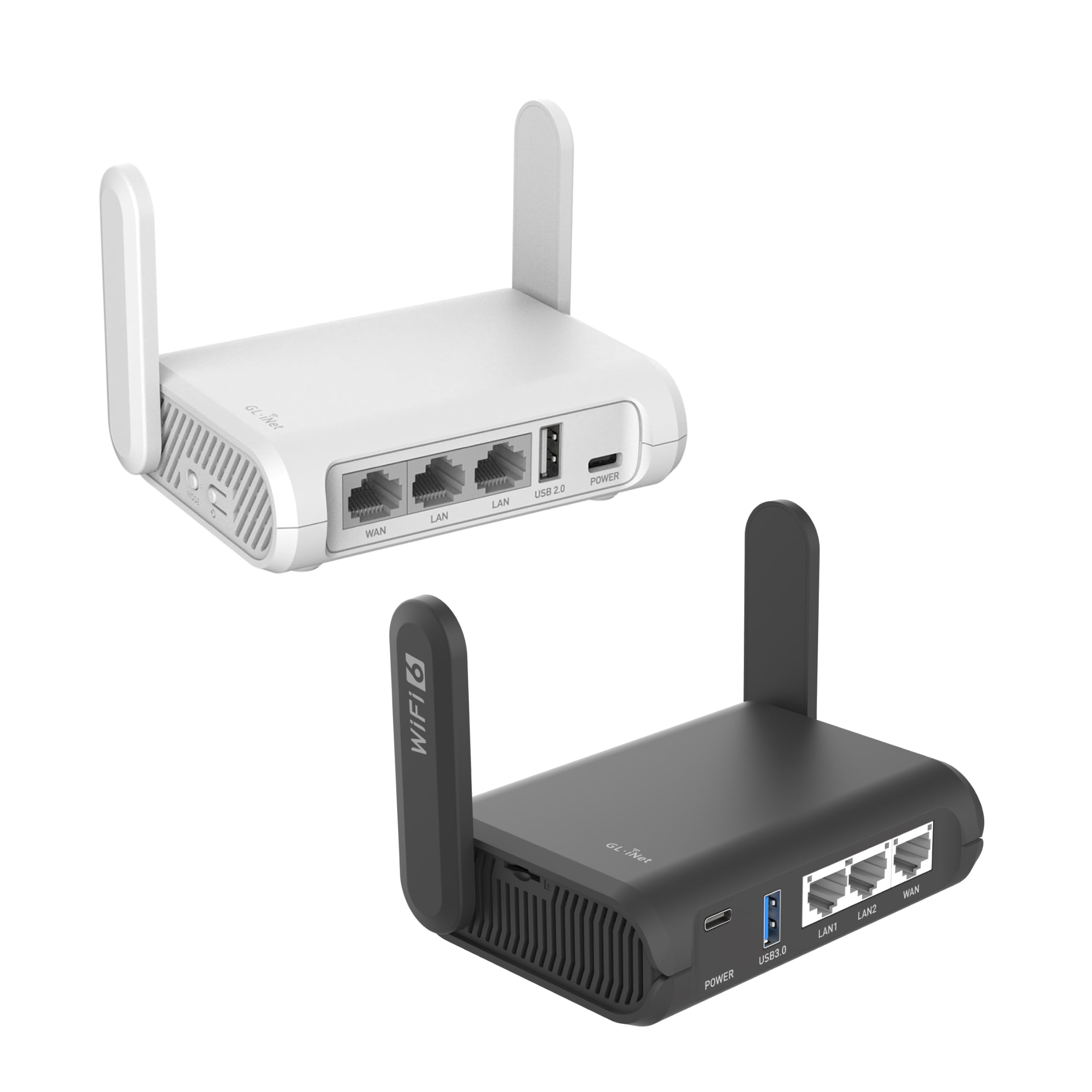 GL.iNet GL-SFT1200 (Opal) Secure Travel WiFi Router & GL.iNet GL-AXT1800 (Slate AX) Pocket-Sized Wi-Fi 6 Gigabit Travel Router