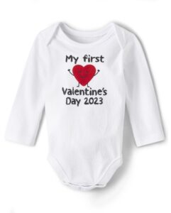 the children's place baby holidays long sleeve graphic bodysuits, my first valentines day-2023, 6-9 months