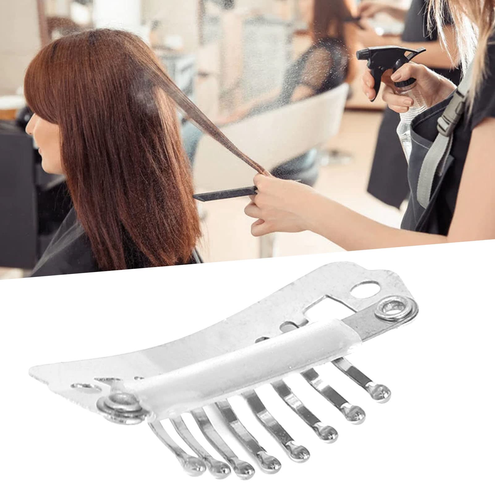 Hair Extension Clips,Wig Clips to Secure Wig No Sew,Hair Wig Clips Hair Extension Clips Set Stainless Steel DIY 8 Teeth Snap Comb Wig Clips Accessories 1.1in (50pcs)(silver), Hair Extension Clips