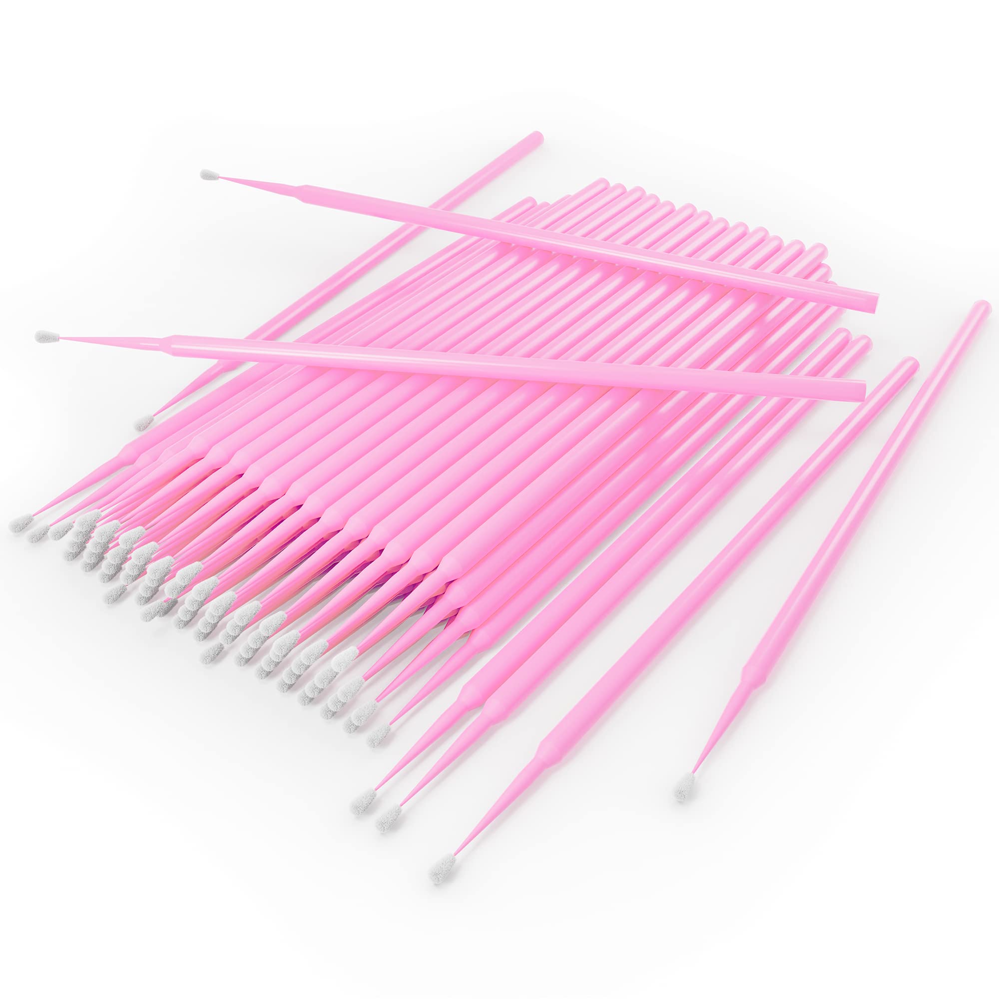 HGLOZ Microswabs for Eyelash Extensions Pack of 500 in Pink – 2mm Soft Micro Applicator Brush with Microfiber Wands – Suitable for Cleaning and Applying Make-up