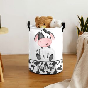 Cow Print Farm Animal Storage Bin, Waterproof Oxford Fabric Clothes Basket Organizer for Laundry Hamper,Toy Bins,Gift Baskets, Bedroom, Clothes,Baby Nursery