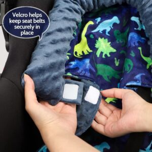 Opening Carseat Cover & Baby Carseat Head Support, Dinosaur Car Seat Insert for Baby Boys