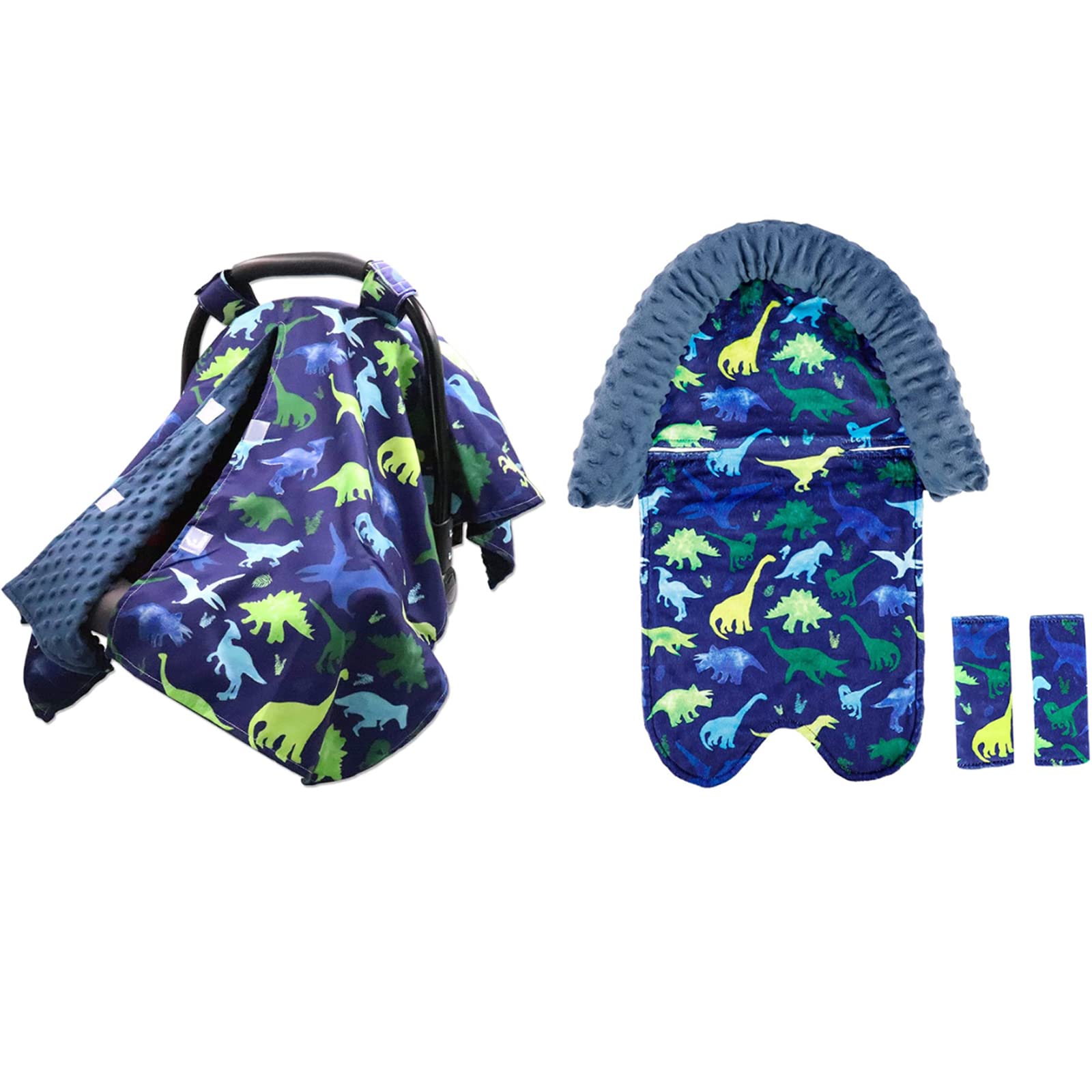 Opening Carseat Cover & Baby Carseat Head Support, Dinosaur Car Seat Insert for Baby Boys