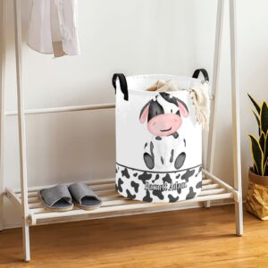 Cow Print Farm Animal Storage Bin, Waterproof Oxford Fabric Clothes Basket Organizer for Laundry Hamper,Toy Bins,Gift Baskets, Bedroom, Clothes,Baby Nursery