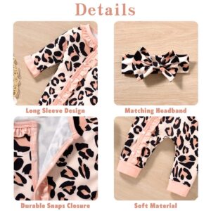 Aalizzwell Preemie Baby Girls Cheetah Romper Infant Fall Winter Clothes Premature Coming Home Outfit Leopard Clothing