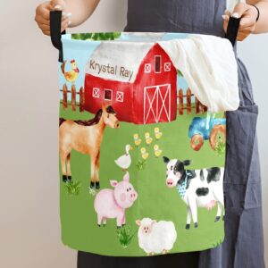 Farm House Animals Storage Bin, Waterproof Oxford Fabric Clothes Basket Organizer for Laundry Hamper,Toy Bins,Gift Baskets, Bedroom, Clothes,Baby Nursery