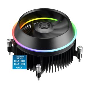 vetroo shadow low-profile cpu cooler, 90mm addressable rgb & pwm fan, premium aluminum fins 95w tdp air cooler for intel lga 1200/115x