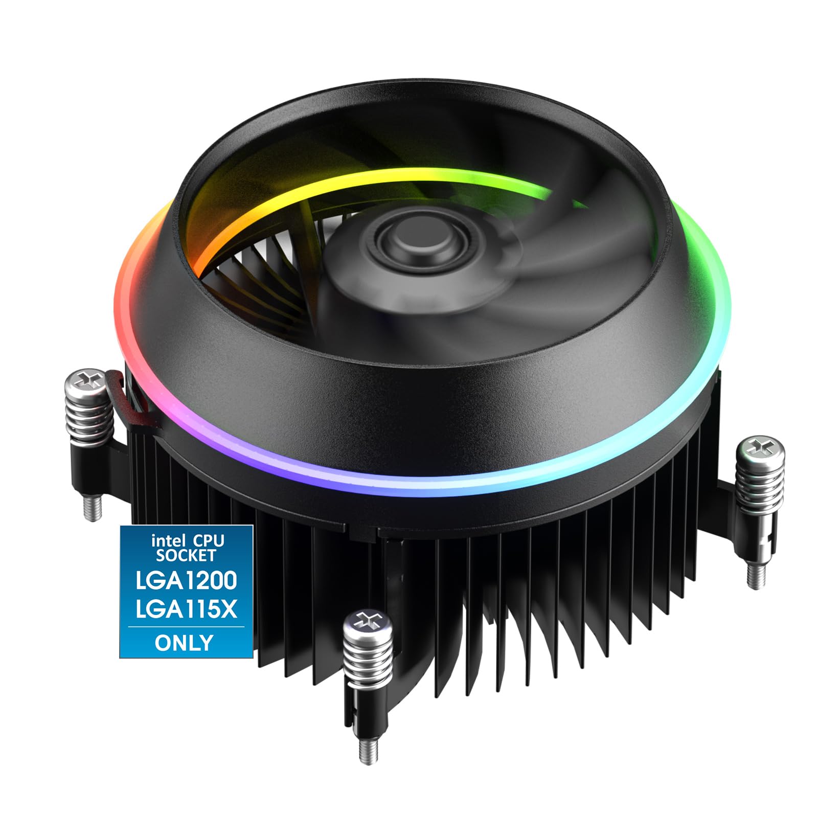 Vetroo Shadow Low-Profile CPU Cooler, 90mm Addressable RGB & PWM Fan, Premium Aluminum Fins 95W TDP Air Cooler for Intel LGA 1200/115X