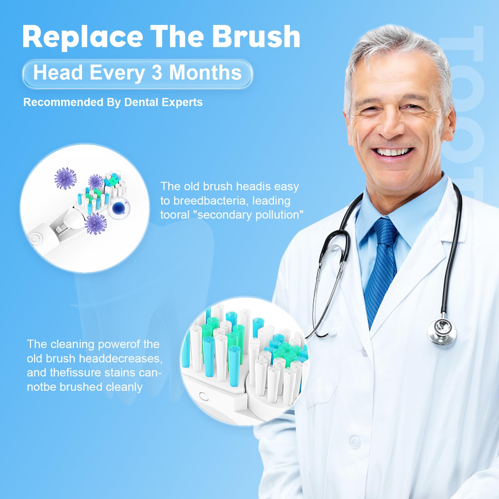 12 Pcs Electric Toothbrush Dual Clean Replacements Attachments Brush Heads Sensitive Refill Accessories fit for Oral B 4732 3733 4734