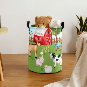 Farm House Animals Storage Bin, Waterproof Oxford Fabric Clothes Basket Organizer for Laundry Hamper,Toy Bins,Gift Baskets, Bedroom, Clothes,Baby Nursery