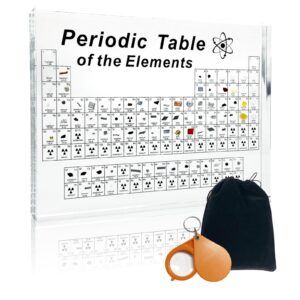 Periodic Table with Real Elements Inside, Acrylic Periodic Table with Flannel Bag, 3D Periodic Table of Elements, Chemistry Gifts for Kids Adults Teacher