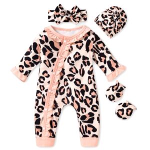 aalizzwell preemie baby girls cheetah romper infant fall winter clothes premature coming home outfit leopard clothing