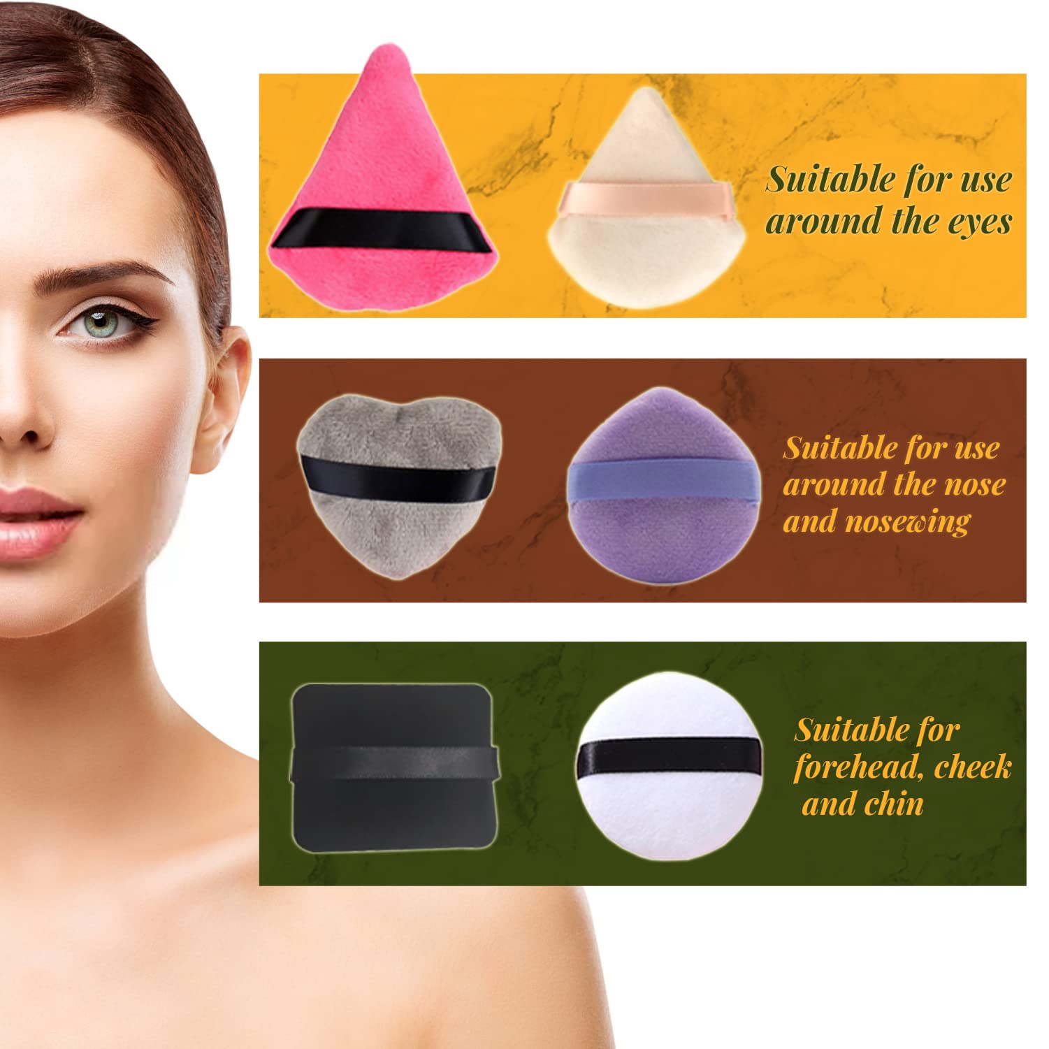 6Pcs Powder Puffs for Face Powder-Triangle setting makeup beauty powder puff for Loose Powder Mineral, Powder Body，Cosmetic Foundation,Undereye Setting,Wet Dry Face Exquisite Makeup sponge Tool